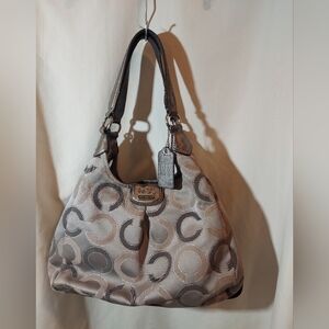 Coach Madison Maggie Grey Hobo Bag With Teal Satin Interior EUC